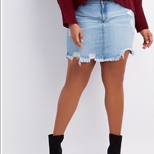 Plus size refugee denim mini skirt